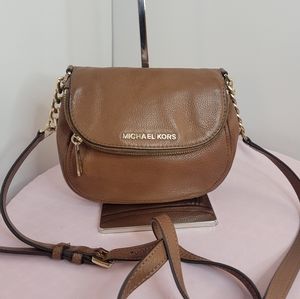 Michael Kors Brown Leather Crossbody Bag with Gold Hardware